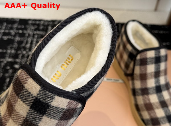 Miu Miu Wool and Shearling Slip On Booties in Camel Beige and Blue 5T558E Replica