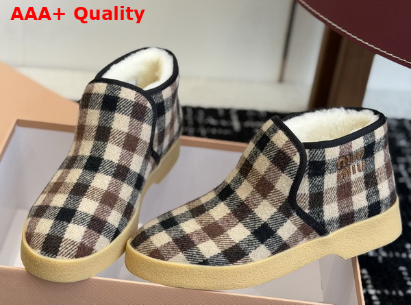 Miu Miu Wool and Shearling Slip On Booties in Camel Beige and Blue 5T558E Replica