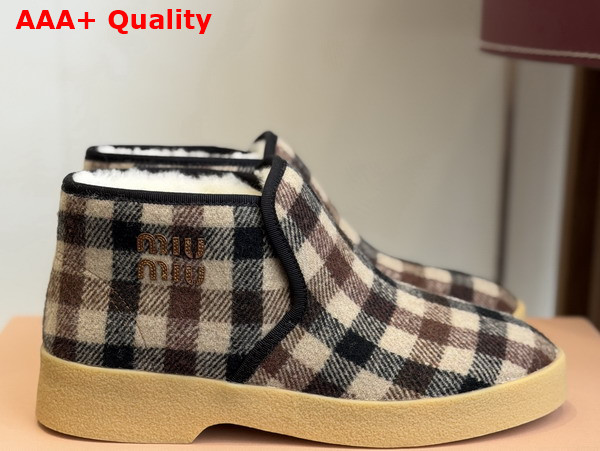 Miu Miu Wool and Shearling Slip On Booties in Camel Beige and Blue 5T558E Replica