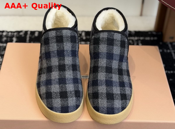 Miu Miu Wool and Shearling Slip On Booties in Grey and Blue 5T558E Replica