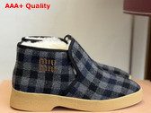 Miu Miu Wool and Shearling Slip On Booties in Grey and Blue 5T558E Replica