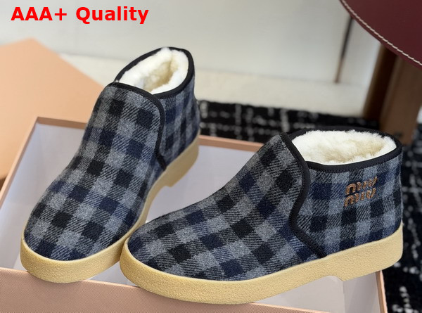 Miu Miu Wool and Shearling Slip On Booties in Grey and Blue 5T558E Replica