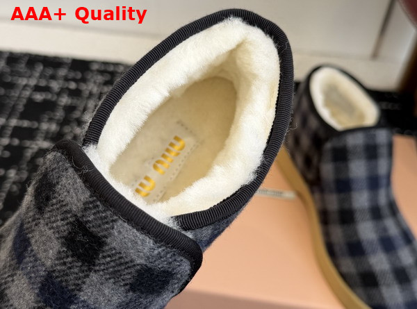 Miu Miu Wool and Shearling Slip On Booties in Grey and Blue 5T558E Replica