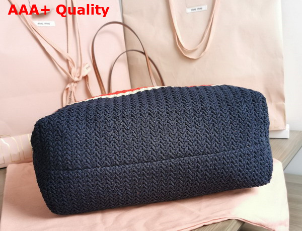 Miu Miu Woven Fabric Tote Bag in Beige and Blue Replica