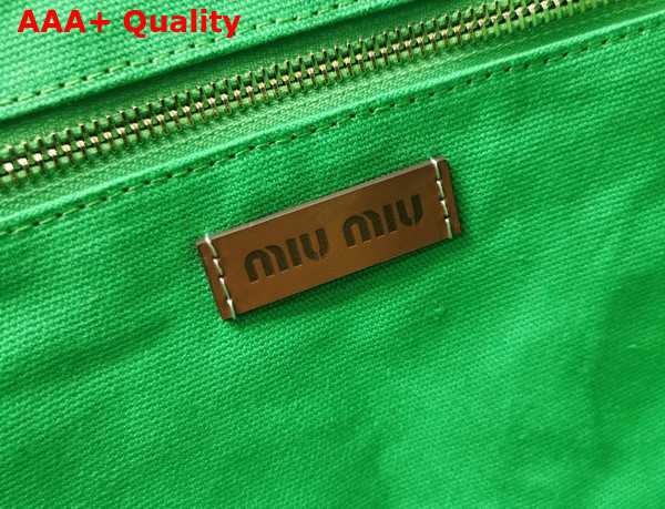 Miu Miu Woven Fabric Tote Bag in Beige and Green Replica
