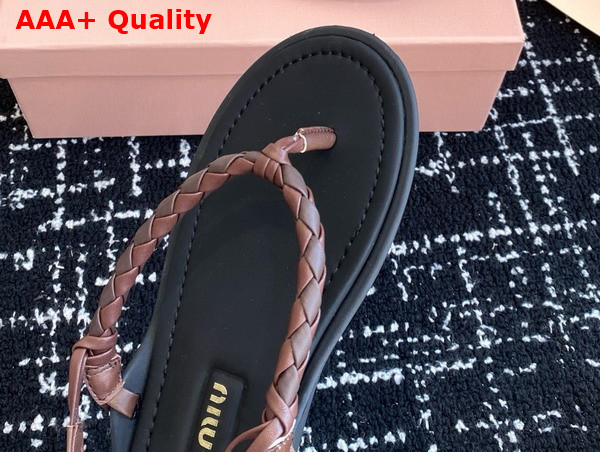 Miu Miu Woven Leather Sandals in Briarwood Replica
