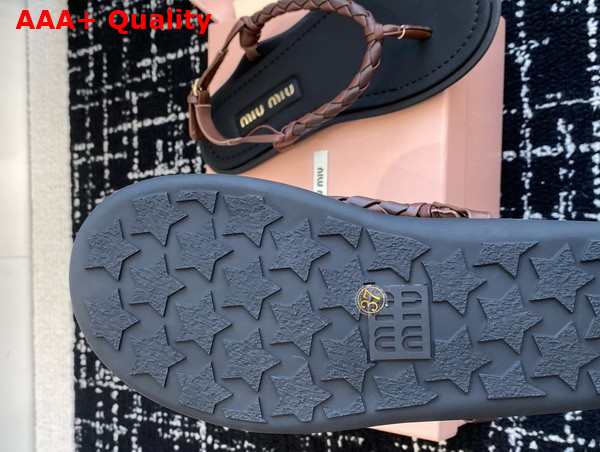 Miu Miu Woven Leather Sandals in Briarwood Replica