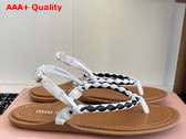 Miu Miu Woven Leather Sandals in White Replica