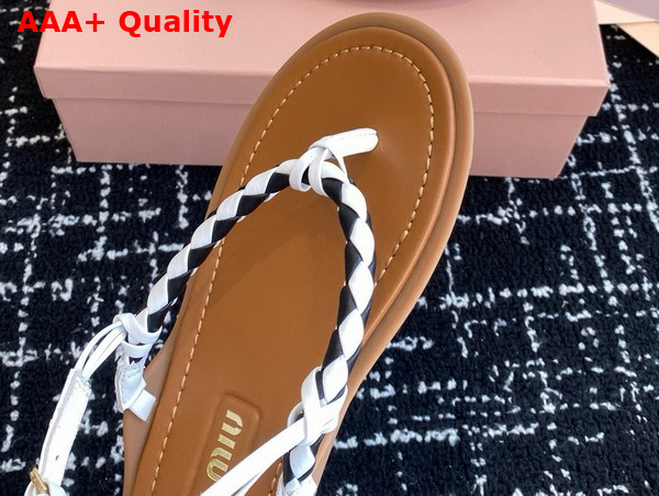 Miu Miu Woven Leather Sandals in White Replica