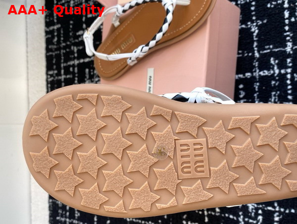 Miu Miu Woven Leather Sandals in White Replica