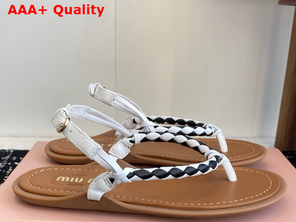 Miu Miu Woven Leather Sandals in White Replica