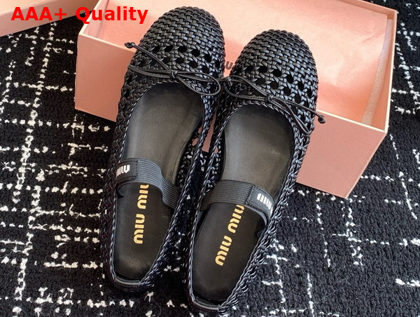 Miu Miu Woven Nappa Leather Ballerinas in Black 5F381E Replica