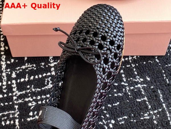 Miu Miu Woven Nappa Leather Ballerinas in Black 5F381E Replica