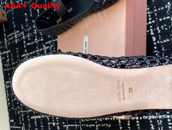 Miu Miu Woven Nappa Leather Ballerinas in Black 5F381E Replica