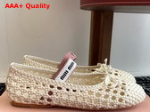Miu Miu Woven Nappa Leather Ballerinas in Ivory 5F381E Replica