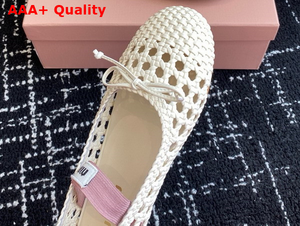Miu Miu Woven Nappa Leather Ballerinas in Ivory 5F381E Replica