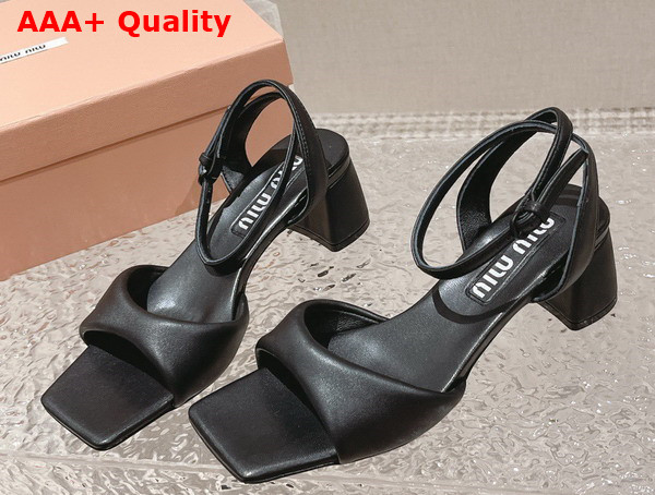 Miu Miu leather Sandals in Black 5X910D Replica