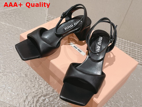 Miu Miu leather Sandals in Black 5X910D Replica