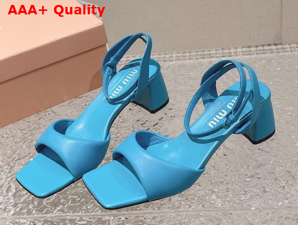 Miu Miu leather Sandals in Sapphire Blue 5X910D Replica