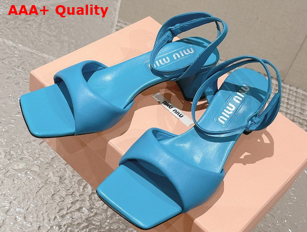 Miu Miu leather Sandals in Sapphire Blue 5X910D Replica