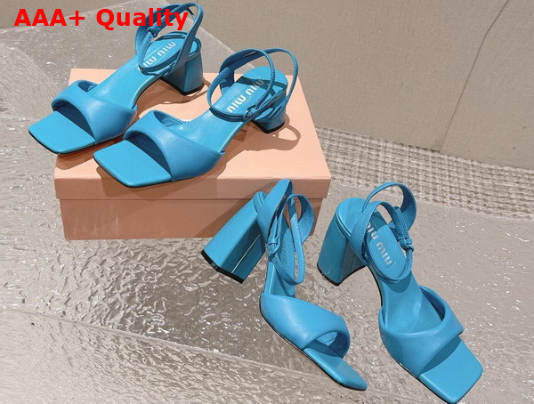 Miu Miu leather Sandals in Sapphire Blue 5X910D Replica