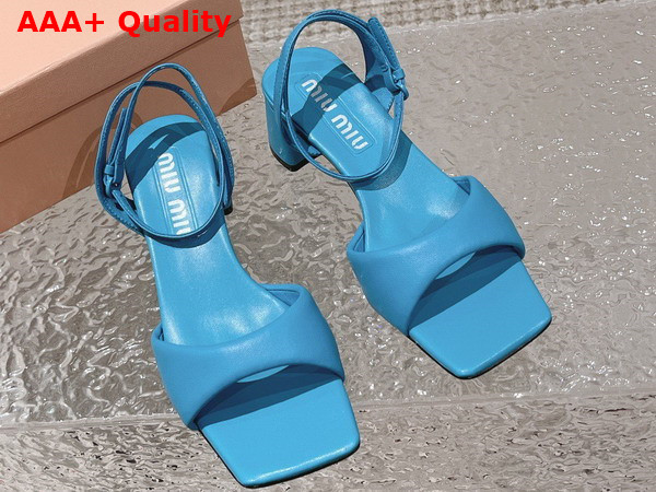 Miu Miu leather Sandals in Sapphire Blue 5X910D Replica