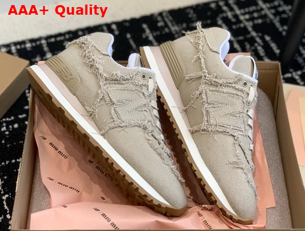 New Balance 574 x Miu Miu Denim Sneakers in Colonial Beige Replica