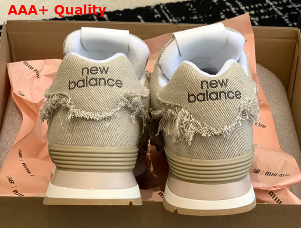 New Balance 574 x Miu Miu Denim Sneakers in Colonial Beige Replica