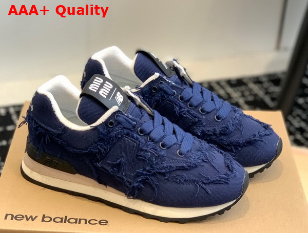 New Balance 574 x Miu Miu Denim Sneakers in Royal Blue Replica