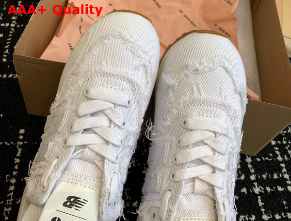 New Balance 574 x Miu Miu Denim Sneakers in White Replica