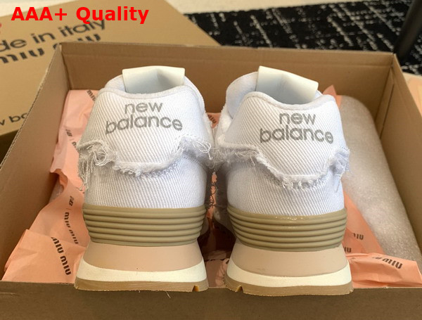 New Balance 574 x Miu Miu Denim Sneakers in White Replica