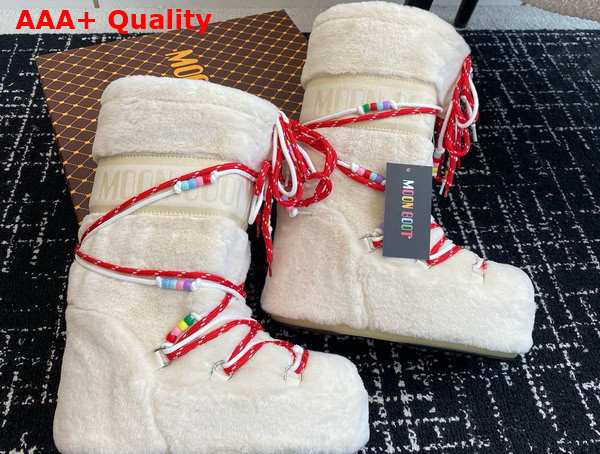 Moon Boot Icon Cream Faux Fur Beads Boots 21112519 Replica
