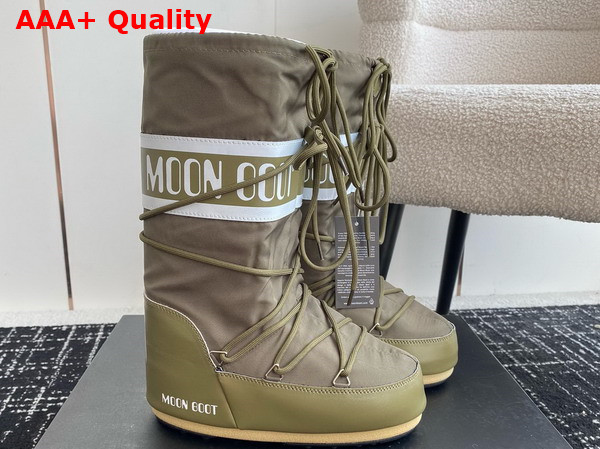 Moon Boot Icon Khaki Nylon Boots 17005266 Replica