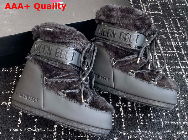 Moon Boot Icon Low Black Faux Fur Boots 18516697 Replica