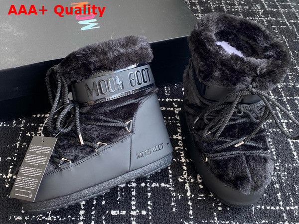 Moon Boot Icon Low Black Faux Fur Boots 18516697 Replica
