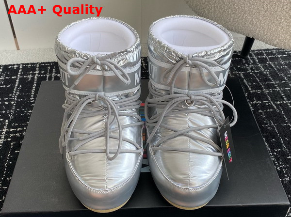 Moon Boot Icon Low Silver Nylon Boots Replica