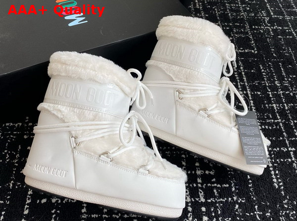 Moon Boot Icon Low White Faux Fur Boots 18517577 Replica