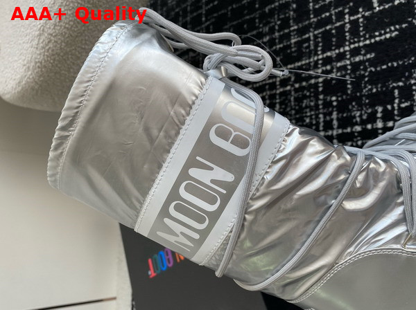 Moon Boot Icon Nylon Boots in Silver Replica