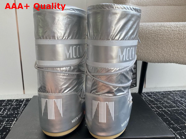 Moon Boot Icon Nylon Boots in Silver Replica
