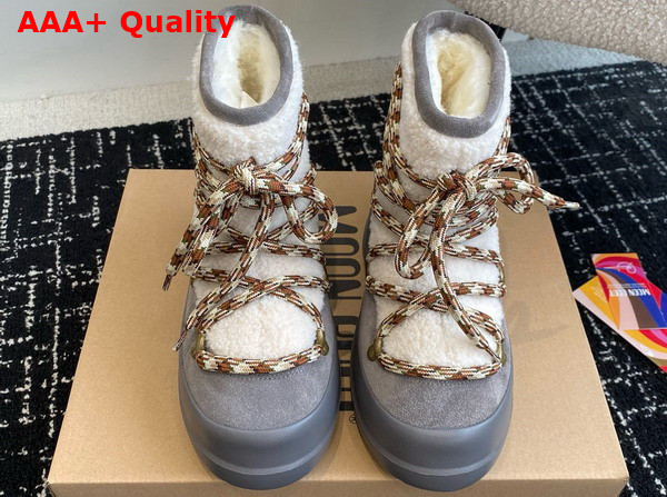 Moon Boot Luna Grey Shearling Boots Replica