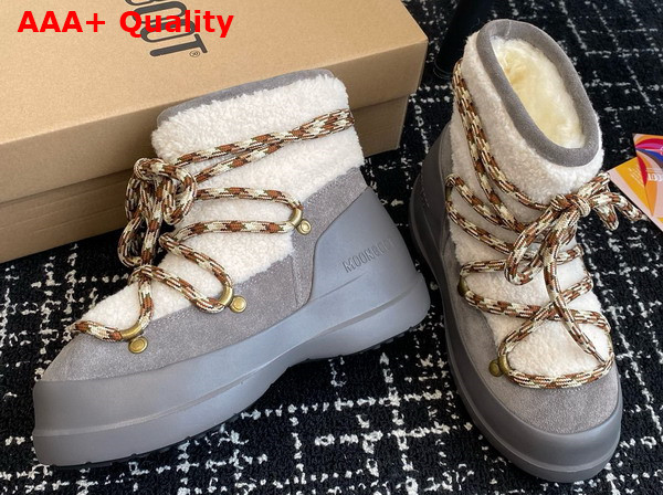 Moon Boot Luna Grey Shearling Boots Replica