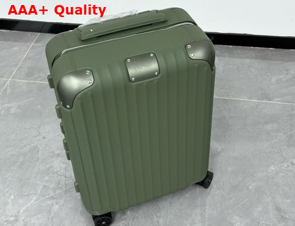 Rimowa Cabin Luggage in Green Leather and Anodized Aluminum Replica