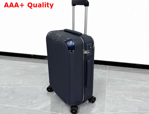 Rimowa Cabin Luggage in Navy Blue Leather and Anodized Aluminum Replica