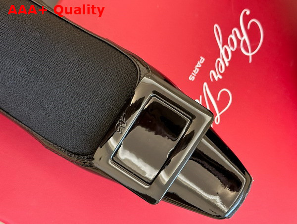 Roger Vivier Belle Vivier Sock Lacquered Buckle Ankle Boots in Black Patent Leather Replica