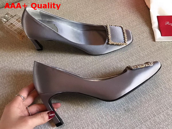 Roger Vivier Belle Vivier Trompette Pumps in Grey Silk Satin Replica