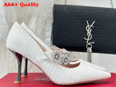 Roger Vivier Bouquet Flower Babies Pumps in White Fabric Replica