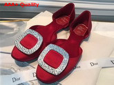 Roger Vivier Chips Strass Ballerinas in Red Silk Satin Replica