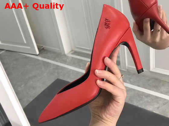 Roger Vivier Choc Real Pumps in Red Leather with Embossed Tone On Tone Monogram Replica