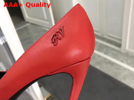 Roger Vivier Choc Real Pumps in Red Leather with Embossed Tone On Tone Monogram Replica