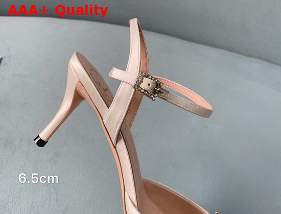 Roger Vivier Flower Strass Buckle Sandals in Satin Beige Replica